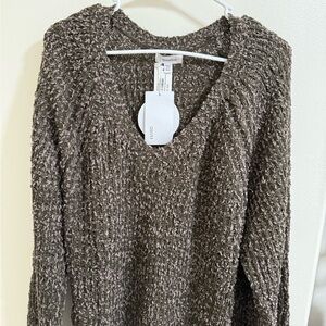 Mittoshop Textured Knit Hoodie - Brown